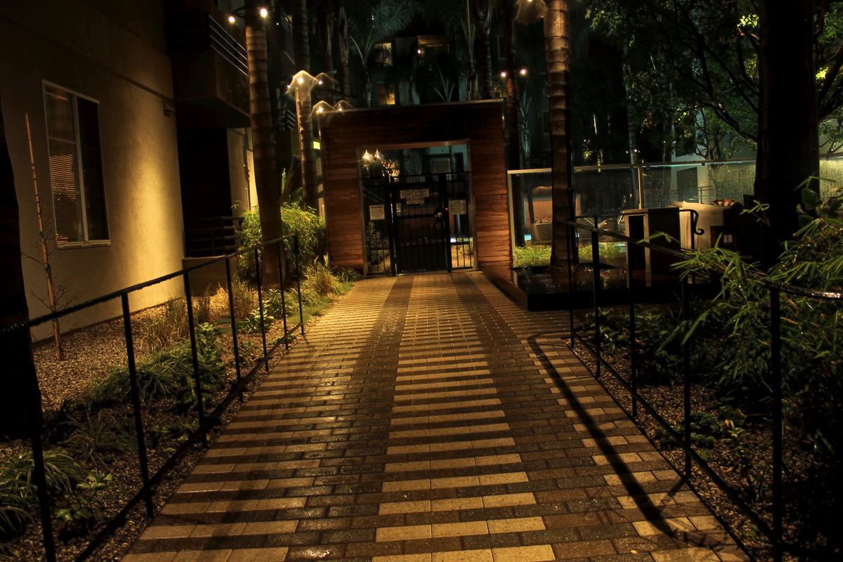 Lit walkway modern entry
